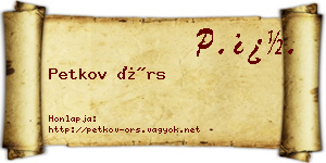 Petkov Örs névjegykártya